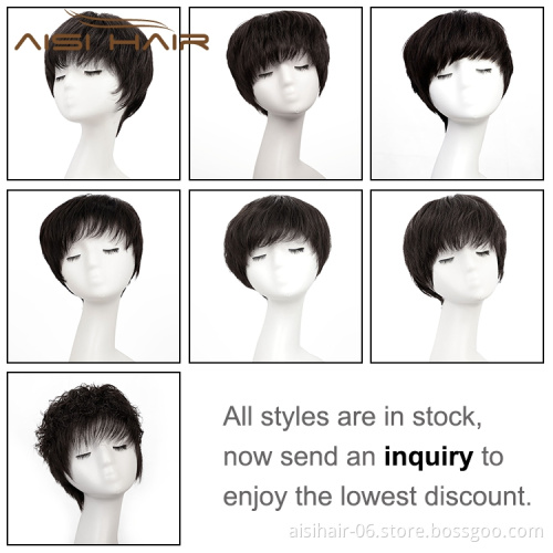 New Straight Cheap Price Short Pixie Cut Natural Color Brazilian 100%  Wigs For Black Women Human Hair